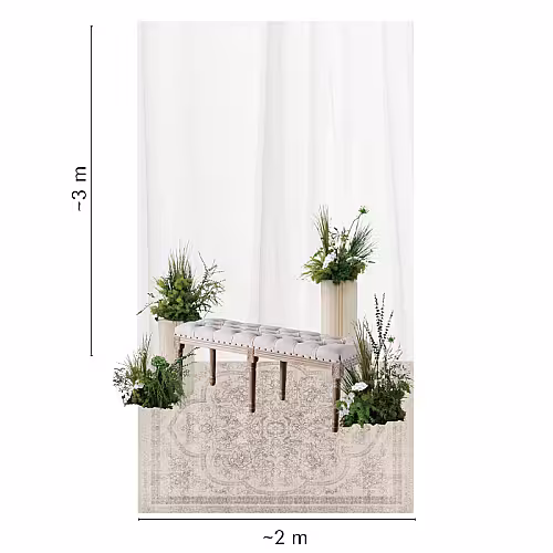 Traditional Malay Style Grassy Green Artificial Flower Pelamin Engagement Set R-EN001