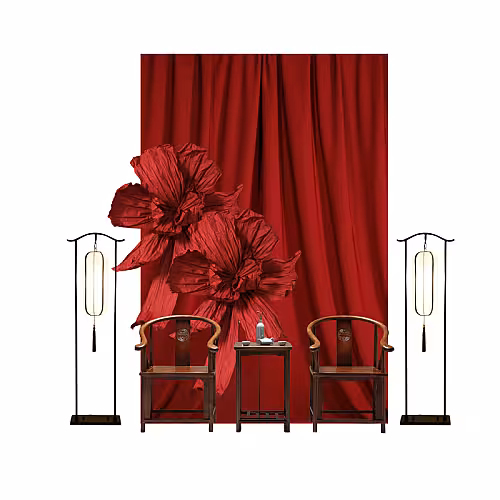 Modern Red Paper Flower Tea Ceremony Set R-TC011