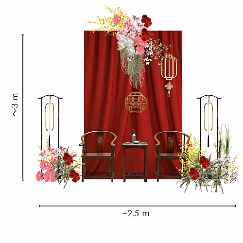 Oriental Mandarin Prosperity Red Backdrop Chinese Tea Ceremony Set R-TC010