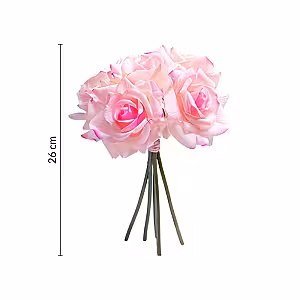 5pc Artificial Curl Edge Moisture Rose Bouquet (Pink)