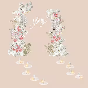 Dreamy Pink Artificial Flower Arch RGB Crystal Light Marry Me Set R-MM006