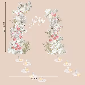 Dreamy Pink Artificial Flower Arch RGB Crystal Light Marry Me Set R-MM006
