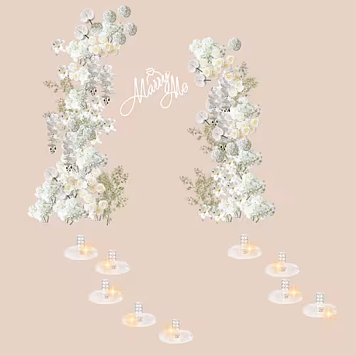 Timeless White Artificial Flower Arch RGB Crystal Light Marry Me Set R-MM005
