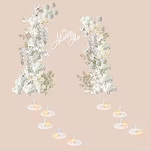 Timeless White Artificial Flower Arch RGB Crystal Light Marry Me Set R-MM005