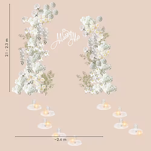 Timeless White Artificial Flower Arch RGB Crystal Light Marry Me Set R-MM005