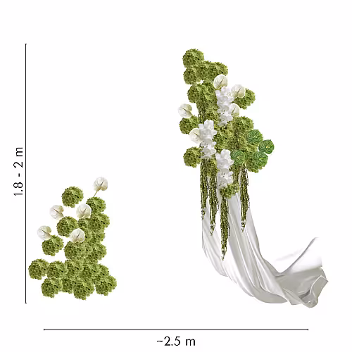 Modern Green Artificial Flower Arch Altar Set R-AL007