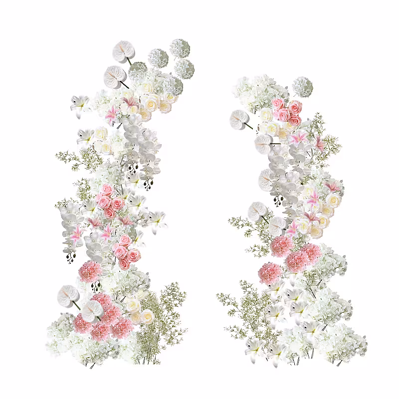 Dreamy Pink Artificial Flower Arch Altar Set R-AL004