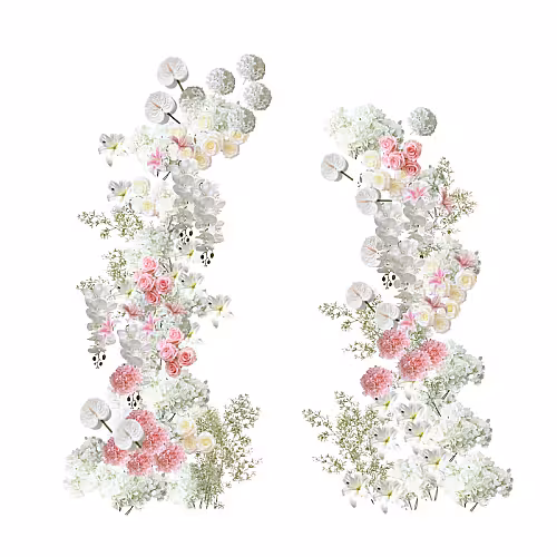 Dreamy Pink Artificial Flower Arch Altar Set R-AL004