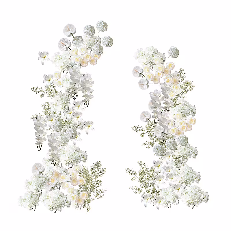 Timeless White Artificial Flower Arch Altar Set R-AL003