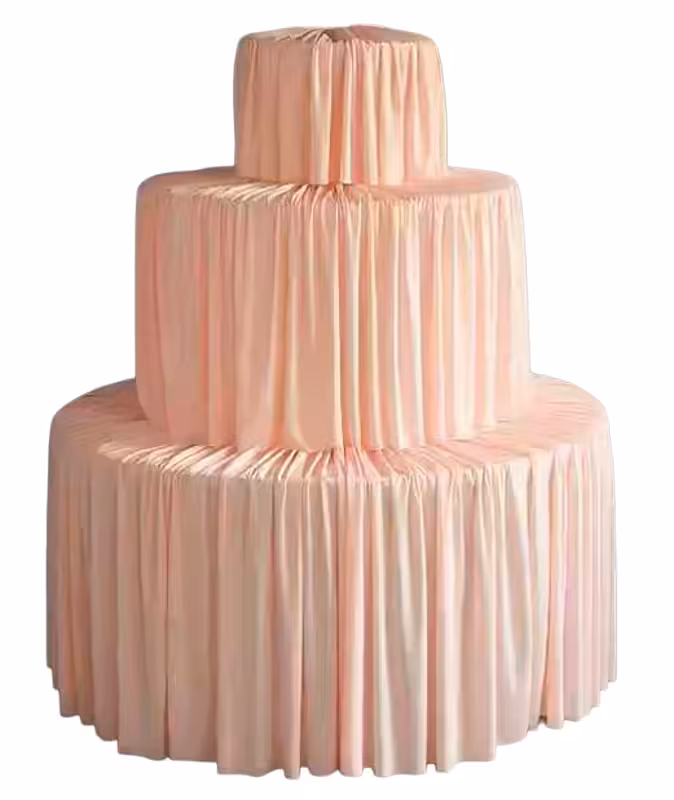 Pink 3-tier Cake Telescopic Table Cloth Fabric [NO STAND]