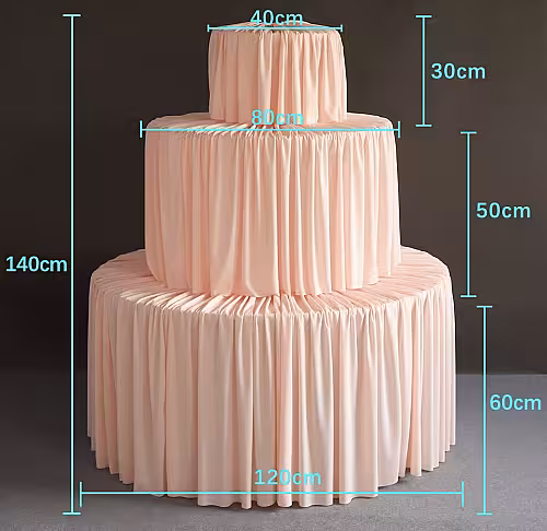 Pink 3-tier Cake Telescopic Table Cloth Fabric [NO STAND]