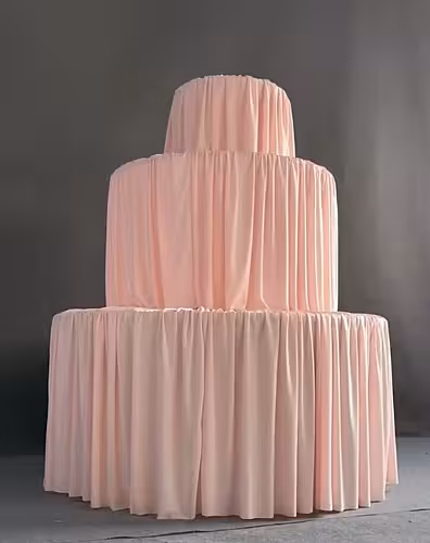Pink 3-tier Cake Telescopic Table Cloth Fabric [NO STAND]