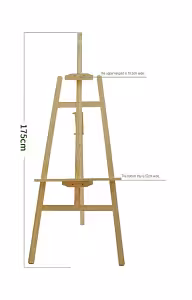 Easel Stand 175 cm dimension diagram highlighting 18.5 cm wide upper keypad and 52 cm wide bottom tray on pine A-frame