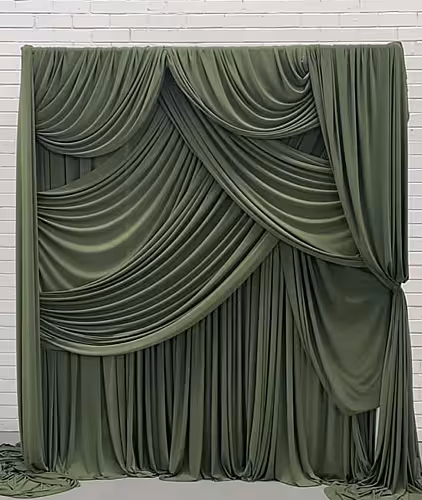Stretchable Sage Green Colour Drape Backdrop Fabric (8M) [No Stand]