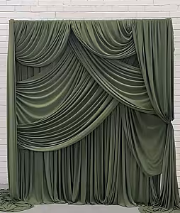 Stretchable Sage Green Colour Drape Backdrop Fabric (8M) [No Stand]