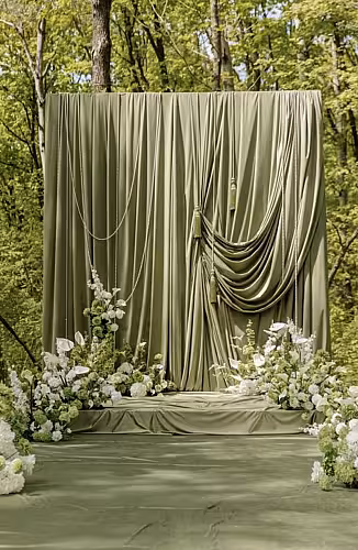 Stretchable Sage Green Colour Drape Backdrop Fabric (8M) [No Stand]