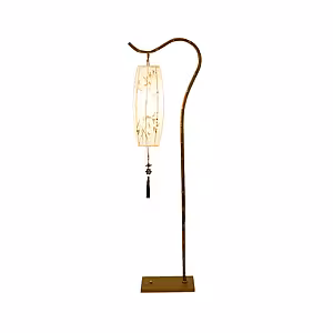 Antique Bamboo Wood Zen Art Decorative Standing LED Floor Lamps