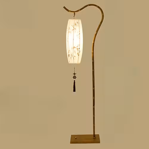 Antique Bamboo Wood Zen Art Decorative Standing LED Floor Lamps