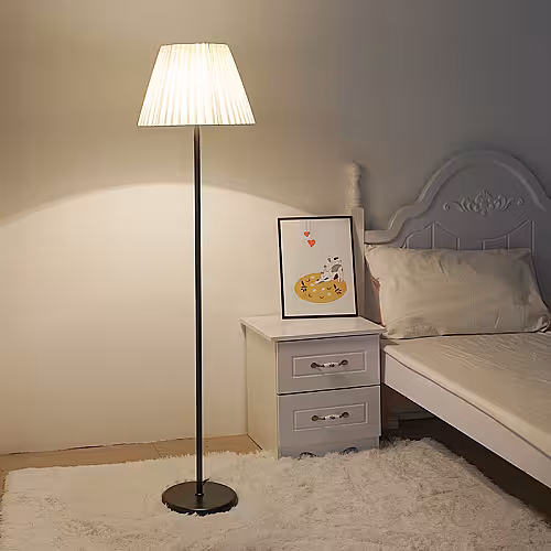 Classic Modern Minimalist Pleated Fabric Lamp  (Black)