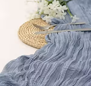 Crumpled Table Runner (Blue)