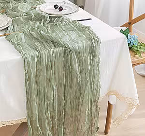 Crumpled Table Runner (Sage Colour)