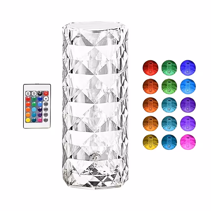 Crystal Rose Lamp with 16-colour LED Light