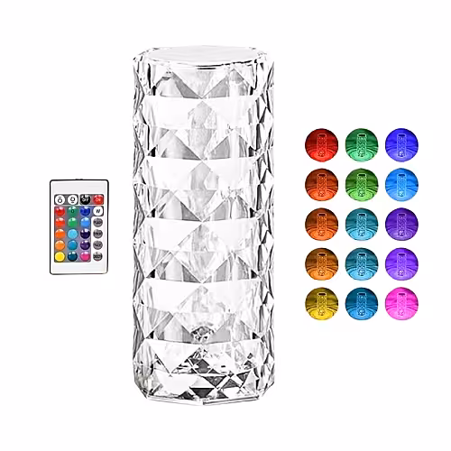 Crystal Rose Lamp with 16-colour LED Light