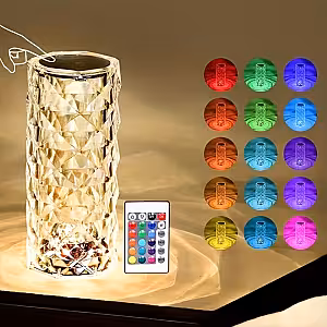 Crystal Rose Lamp with 16-colour LED Light