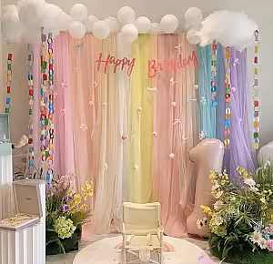 Dopamine Colourful Streamer Waterfall Backdrop (11 colours) [No stand]