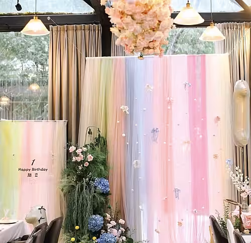 Dopamine Colourful Streamer Waterfall Backdrop (11 colours) [No stand]