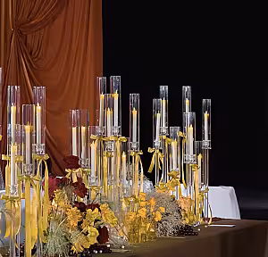 Elegant 6-Arm Acrylic Candle Holder with Candle Candelabras [Batteries not included]