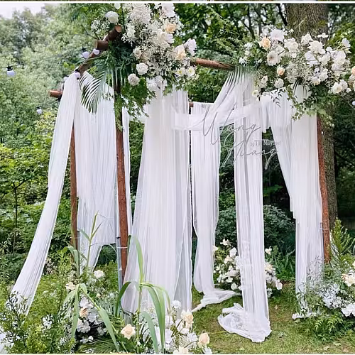 Elegant Neylon Fabric Netted Decorative Cloth (White)