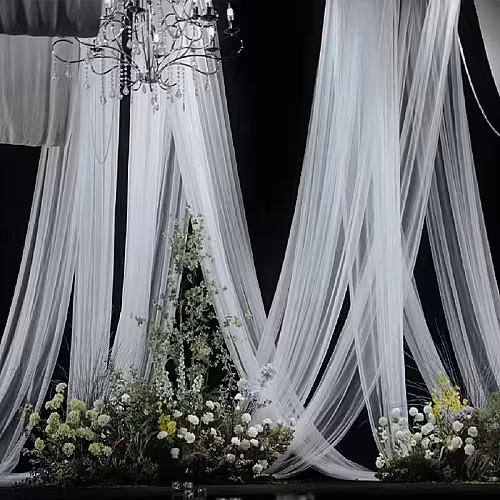 Elegant Neylon Fabric Netted Decorative Cloth (White)