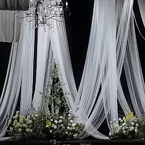 Elegant Neylon Fabric Netted Decorative Cloth (White)