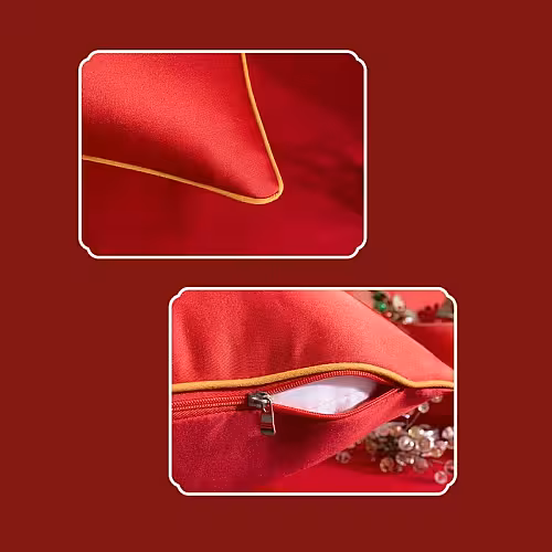Embroidered Chinese Wedding Red Dragon and Phoenix Designed Cushion Covers