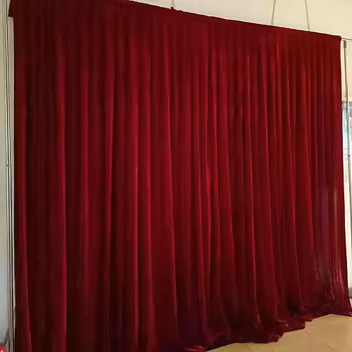 Fabric Fannel Wine Red Velvet Decorative Backdrop Curtain [No stand]