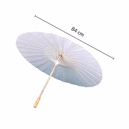 10pc Oriental Oil Paper Umbrella With Woven Storage Basket Set