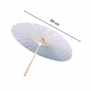 10pc Oriental Oil Paper Umbrella With Woven Storage Basket Set