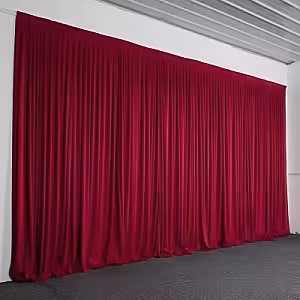 Fabric Pleated Curtain Decorative Backdrop Fabric (Red) [No stand]