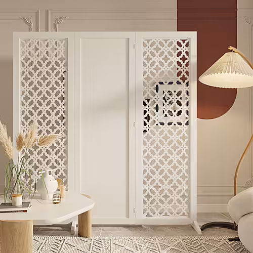Four-Leaf Clover Pattern White Divider Room Partition