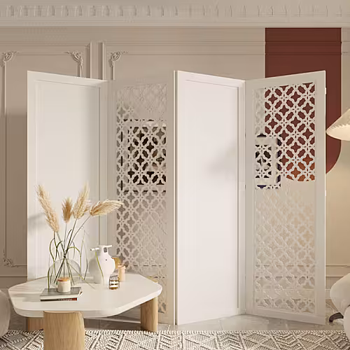 Four-Leaf Clover Pattern White Divider Room Partition
