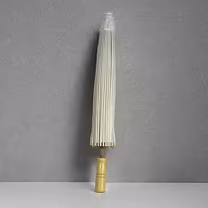 10pc Oriental Oil Paper Umbrella With Woven Storage Basket Set