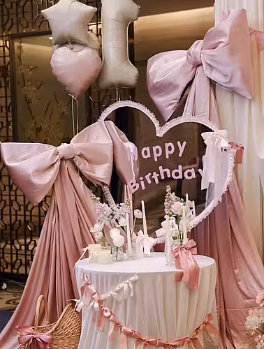 Giant Backdrop Decorative Bow Ribbon (Pink)