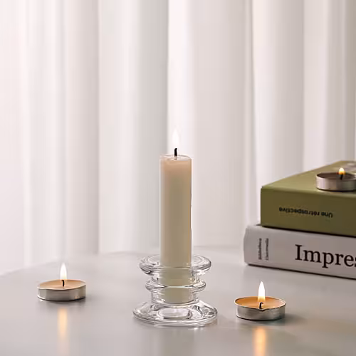 Glass European Pedestral Taper Candle Holder