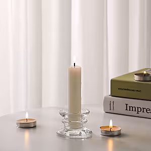 Glass European Pedestral Taper Candle Holder