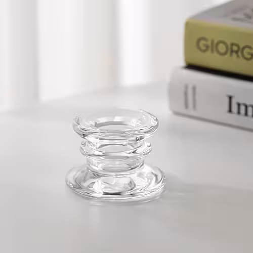 Glass European Pedestral Taper Candle Holder