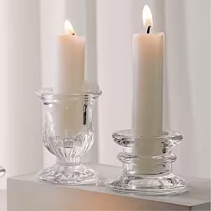 Glass European Pedestral Taper Candle Holder