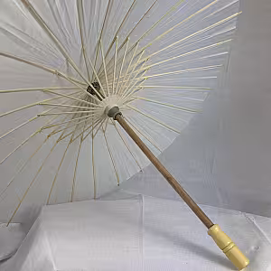 10pc Oriental Oil Paper Umbrella With Woven Storage Basket Set