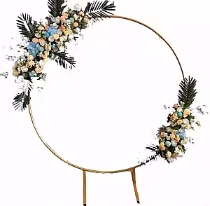 Gold Round Arch Stand Balloons Garland Circle Backdrop 2m Diameter