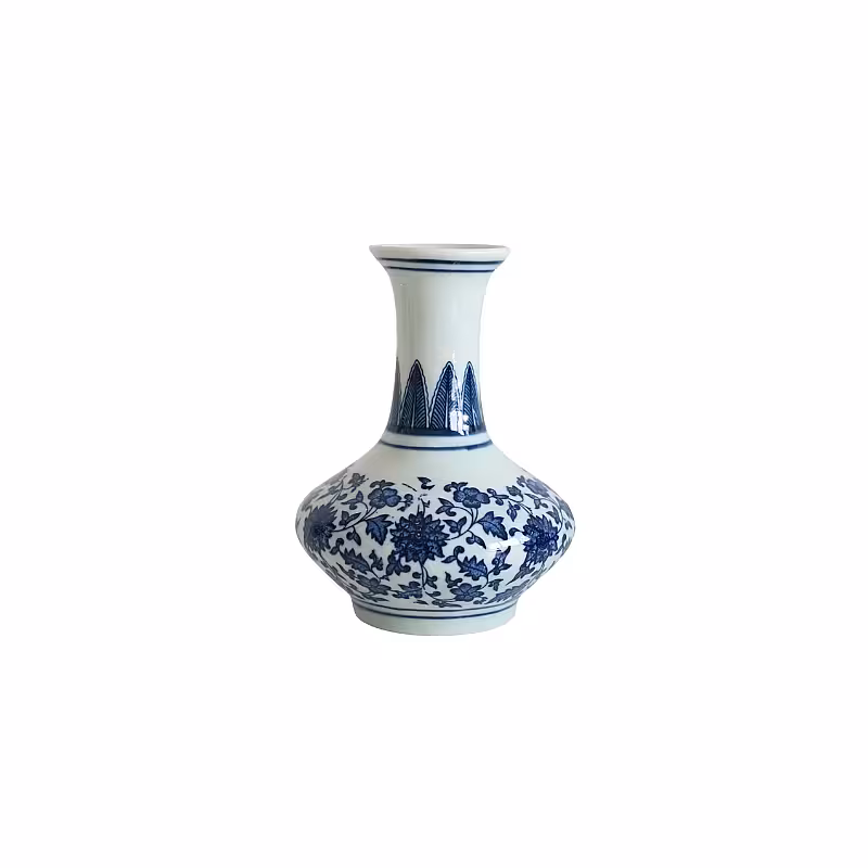 Mini Oriental Blue Floral Porcelain Vase (Type E)